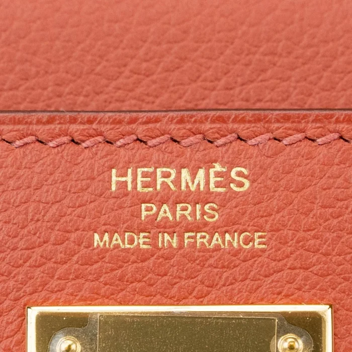 High-End Hermès Inspired Kelly 28 Evercolor Brique GHW - Direct Luxury Fashion - Image 6