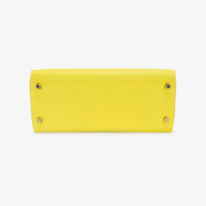 High-End Hermès Inspired Kelly 28 Evercolor Lime GHW - Direct Luxury Fashion - Image 3