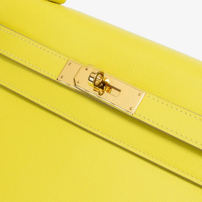 High-End Hermès Inspired Kelly 28 Evercolor Lime GHW - Direct Luxury Fashion - Image 6