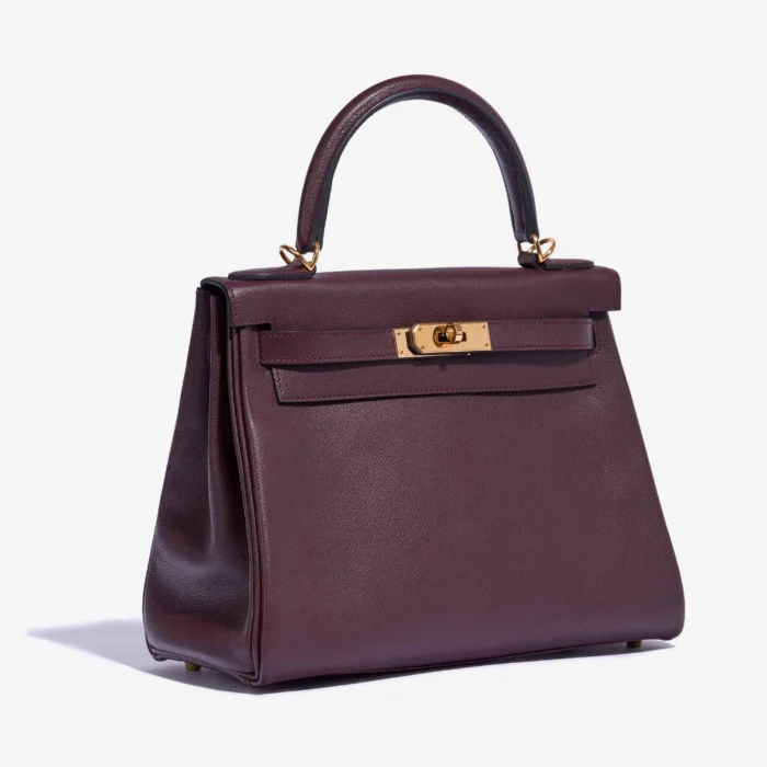 High-End Hermès Inspired Kelly 28 Evercolor Prune GHW - Direct Luxury Fashion - Image 4