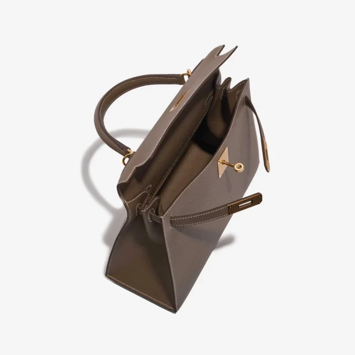 High-End Hermès Inspired Kelly 28 Sellier Epsom Etoupe GHW - Direct Luxury Fashion - Image 5