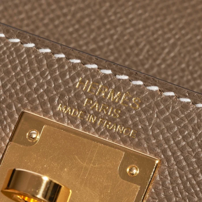 High-End Hermès Inspired Kelly 28 Sellier Epsom Etoupe GHW - Direct Luxury Fashion - Image 6