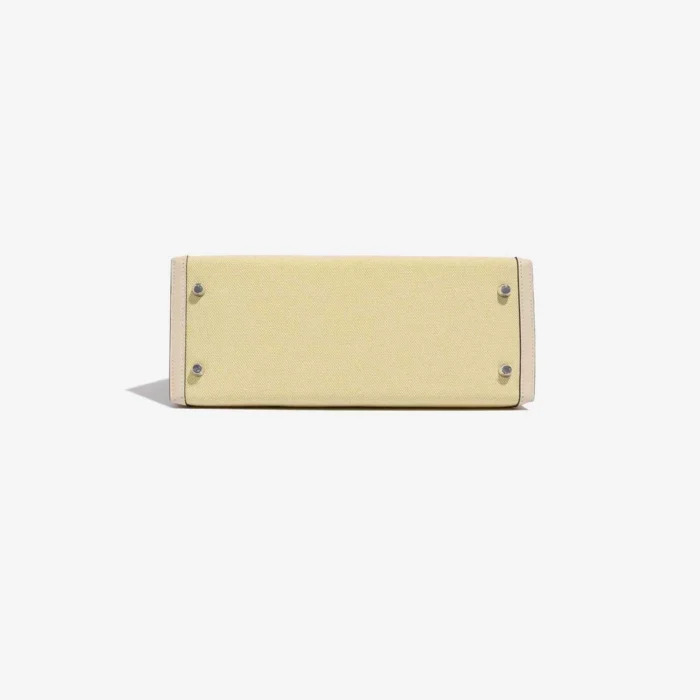 High-End Hermès Inspired Kelly 28 Swift/Toile Nata/Jaune Citron PHW - Direct Luxury Fashion - Image 3
