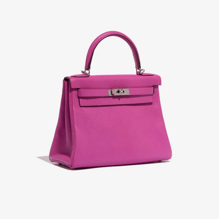 High-End Hermès Inspired Kelly 28 Taurillon Clemence Magnolia PHW - Direct Luxury Fashion - Image 4