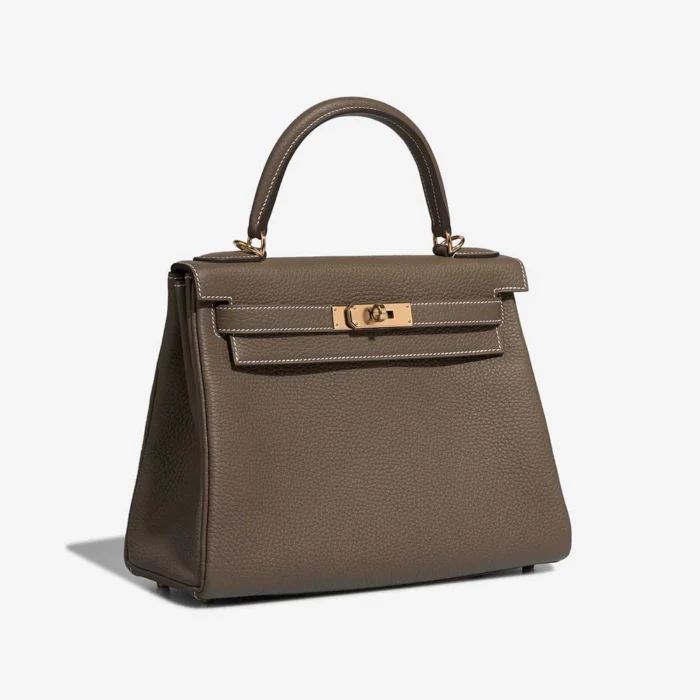 High-End Hermès Inspired Kelly 28 Taurillon Clemence Etoupe GHW - Direct Luxury Fashion - Image 4