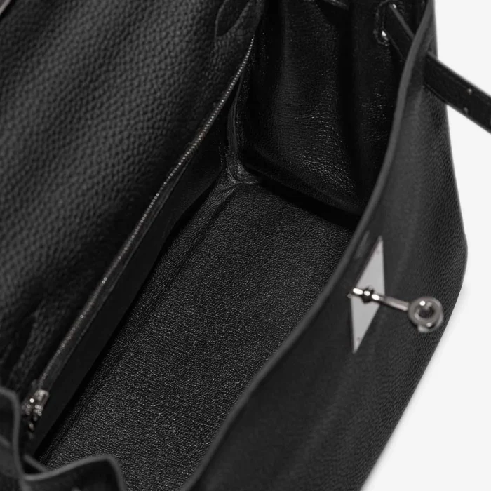 High-End Hermès Inspired Kelly 28 Togo Black PHW - Direct Luxury Fashion - Image 5