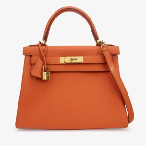 High-End Hermès Inspired Kelly 28 Togo Feu GHW - Direct Luxury Fashion