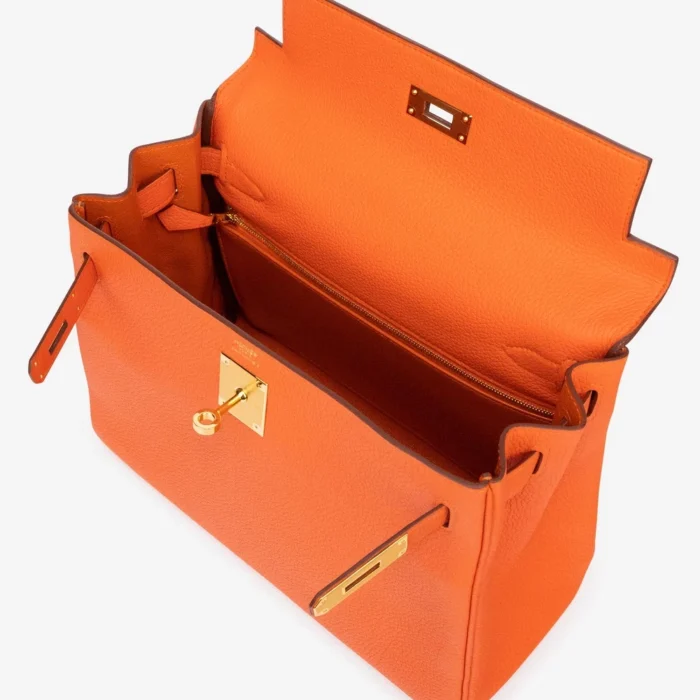 High-End Hermès Inspired Kelly 28 Togo Feu GHW - Direct Luxury Fashion - Image 5