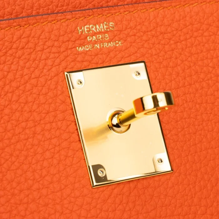 High-End Hermès Inspired Kelly 28 Togo Feu GHW - Direct Luxury Fashion - Image 6