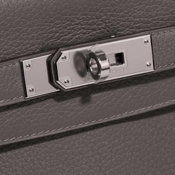 High-End Hermès Inspired Kelly 28 Togo Gris Meyer PHW - Direct Luxury Fashion - Image 7