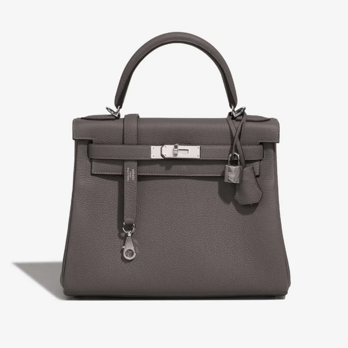 High-End Hermès Inspired Kelly 28 Togo Gris Meyer PHW | DLF