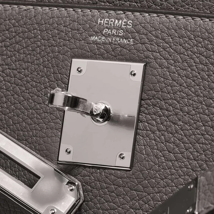 High-End Hermès Inspired Kelly 28 Togo Gris Meyer PHW - Direct Luxury Fashion - Image 6