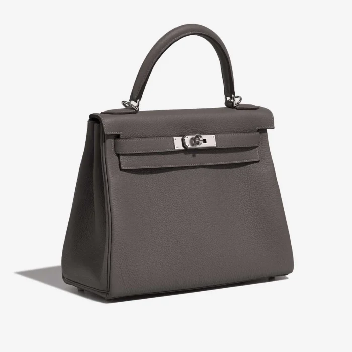 High-End Hermès Inspired Kelly 28 Togo Gris Meyer PHW - Direct Luxury Fashion - Image 4