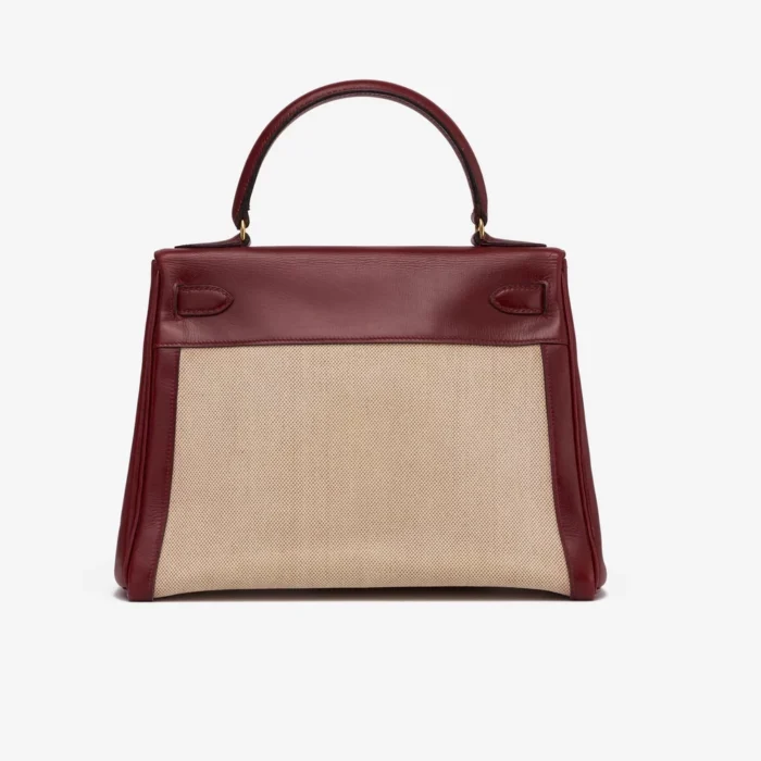 High-End Hermès Inspired Kelly 28 Toile Box Rouge H GHW - Direct Luxury Fashion - Image 2