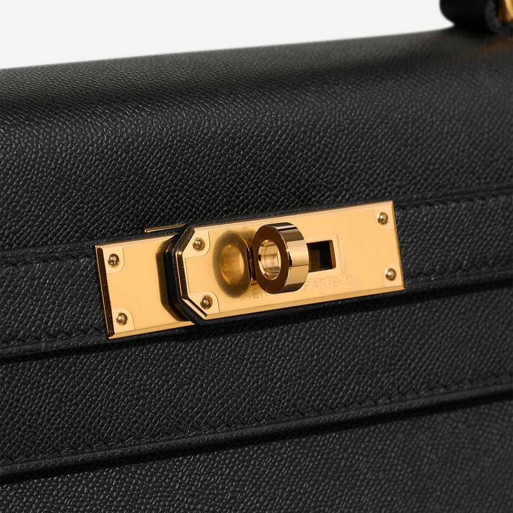 High-End Hermès Inspired Kelly 28 Veau Madame Black GHW - Direct Luxury Fashion - Image 7