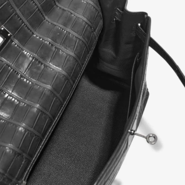 High-End Hermès Inspired Kelly 32 Alligator Graphite PHW - Direct Luxury Fashion - Image 5
