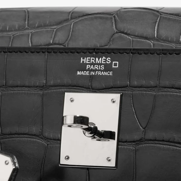 High-End Hermès Inspired Kelly 32 Alligator Graphite PHW - Direct Luxury Fashion - Image 6