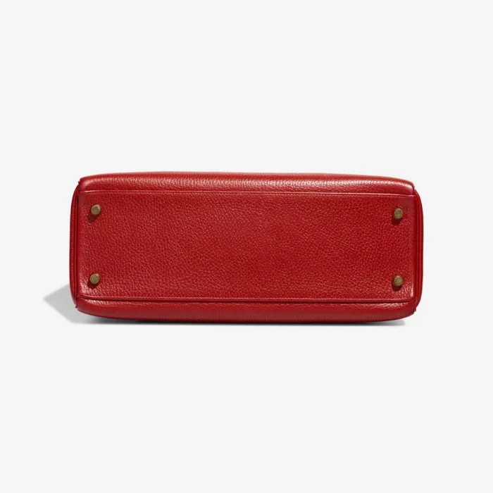 High-End Hermès Inspired Kelly 32 Ardennes Rouge Vif GHW - Direct Luxury Fashion - Image 3