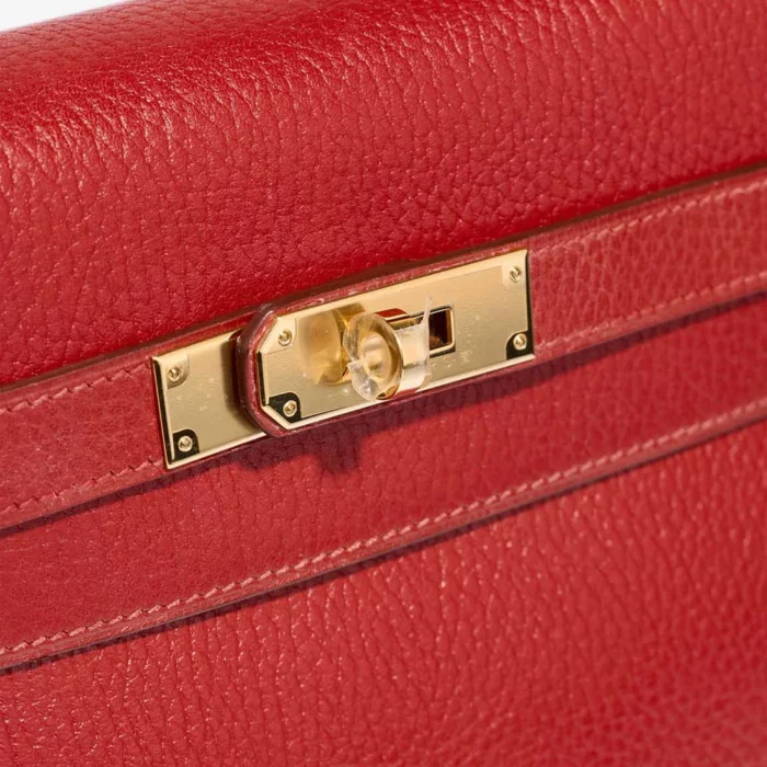 High-End Hermès Inspired Kelly 32 Ardennes Rouge Vif GHW - Direct Luxury Fashion - Image 7