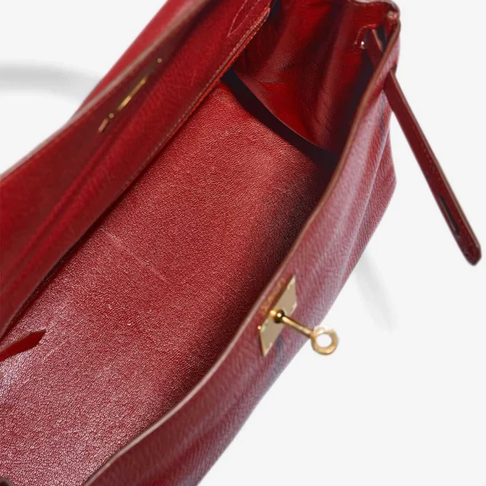 High-End Hermès Inspired Kelly 32 Ardennes Rouge Vif GHW - Direct Luxury Fashion - Image 5