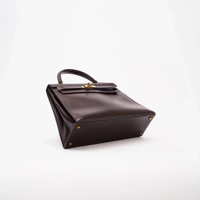 High-End Hermès Inspired Kelly 32 Box Calf Marron Saclàb GHW - Direct Luxury Fashion - Image 3