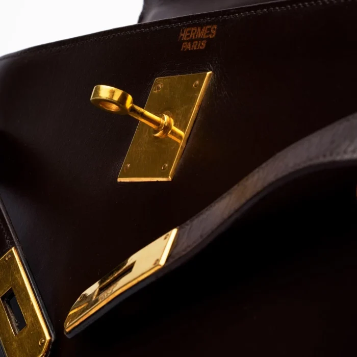 High-End Hermès Inspired Kelly 32 Box Calf Marron Saclàb GHW - Direct Luxury Fashion - Image 6