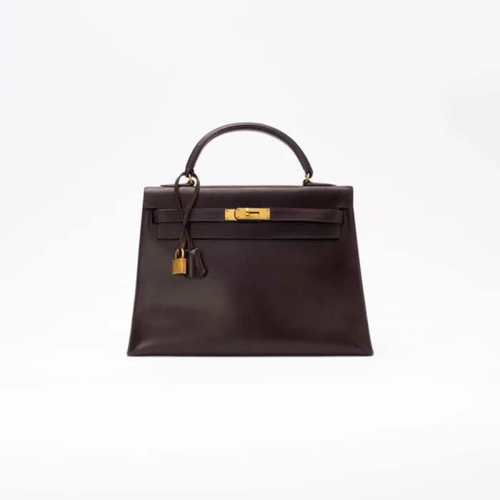 High-End Hermès Inspired Kelly 32 Box Calf Marron | Saclàb