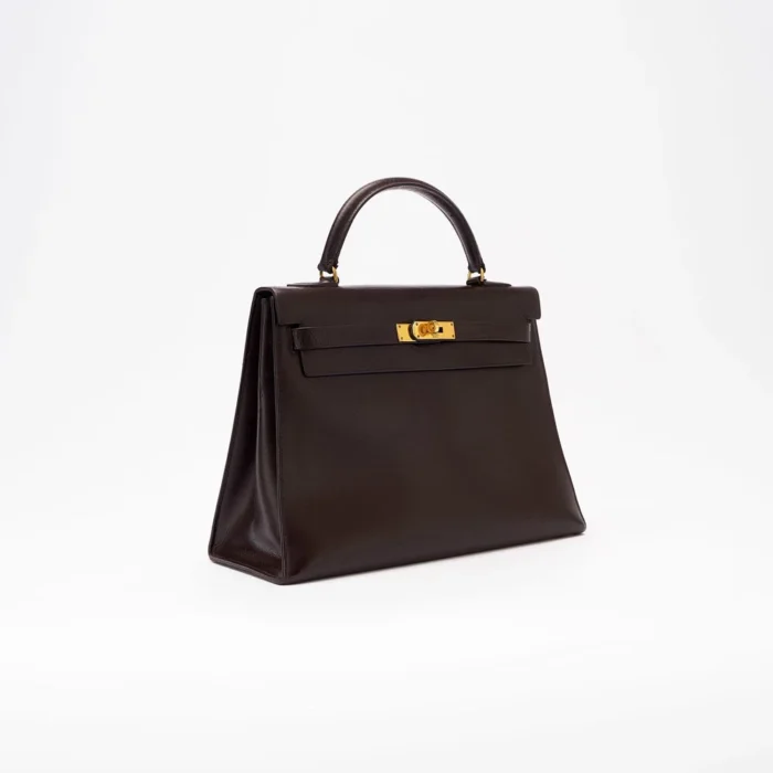 High-End Hermès Inspired Kelly 32 Box Calf Marron Saclàb GHW - Direct Luxury Fashion - Image 4
