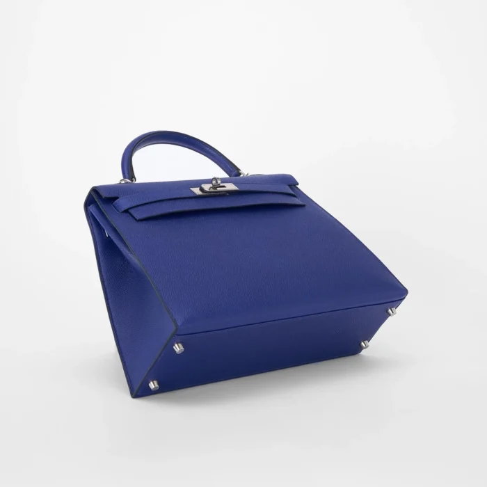 High-End Hermès Inspired Kelly 32 Epsom Bleu Encre PHW - Direct Luxury Fashion - Image 3