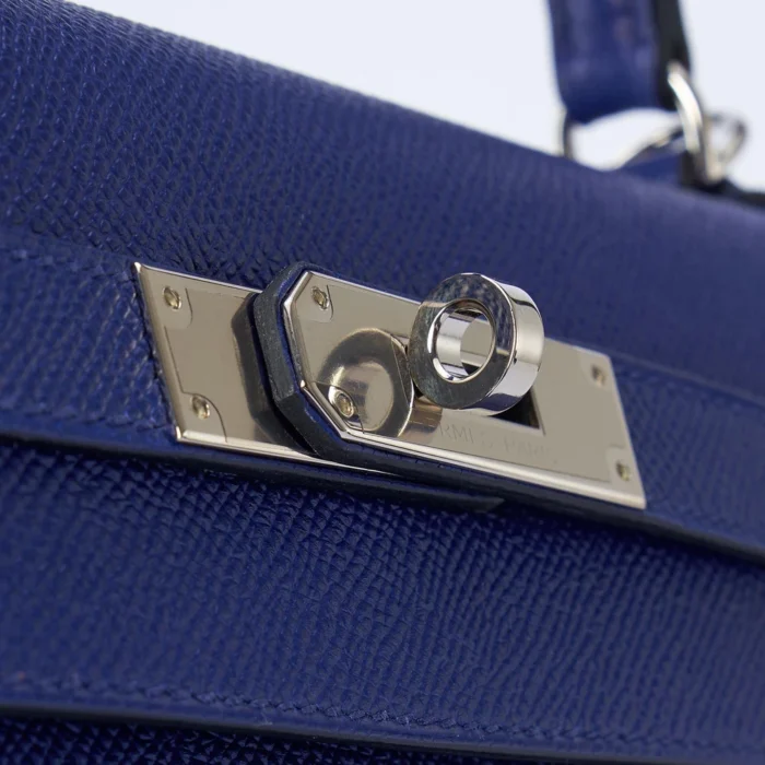 High-End Hermès Inspired Kelly 32 Epsom Bleu Encre PHW - Direct Luxury Fashion - Image 6