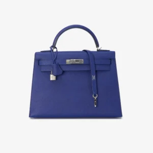 High-End Hermès Inspired Kelly 32 Epsom Bleu Encre PHW