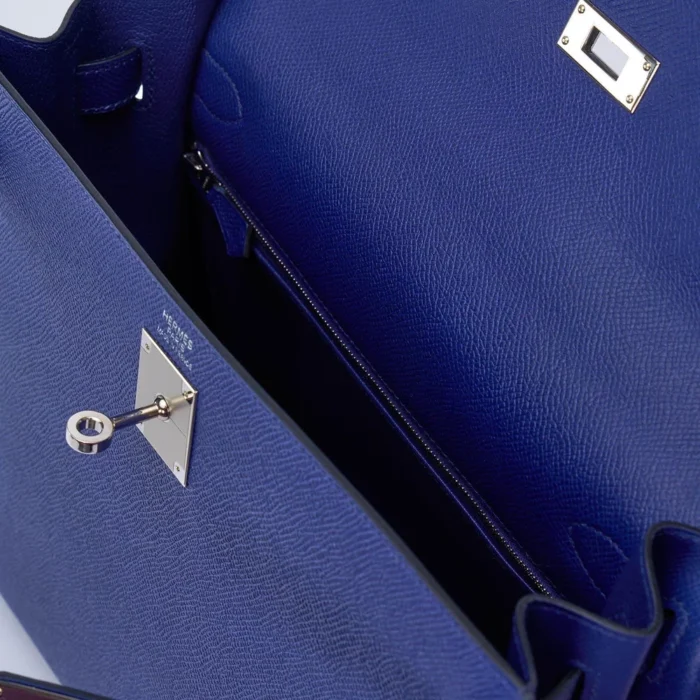 High-End Hermès Inspired Kelly 32 Epsom Bleu Encre PHW - Direct Luxury Fashion - Image 5