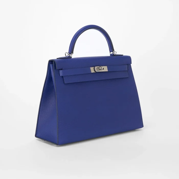High-End Hermès Inspired Kelly 32 Epsom Bleu Encre PHW - Direct Luxury Fashion - Image 4