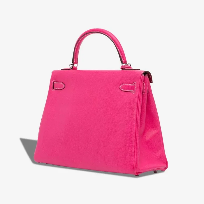 High-End Hermès Inspired Kelly 32 Epsom Rose Tyrien/Tosca Candy Collection PHW - Direct Luxury Fashion - Image 2