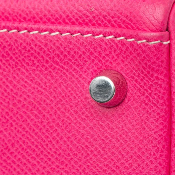 High-End Hermès Inspired Kelly 32 Epsom Rose Tyrien/Tosca Candy Collection PHW - Direct Luxury Fashion - Image 6