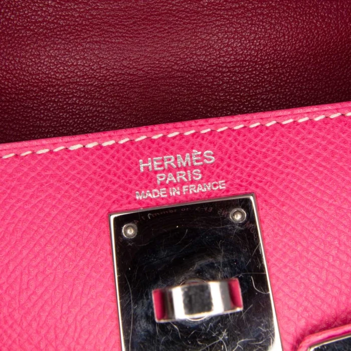 High-End Hermès Inspired Kelly 32 Epsom Rose Tyrien/Tosca Candy Collection PHW - Direct Luxury Fashion - Image 5