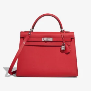 High-End Hermès Inspired Kelly 32 Epsom Rouge Casaque PHW - Direct Luxury Fashion