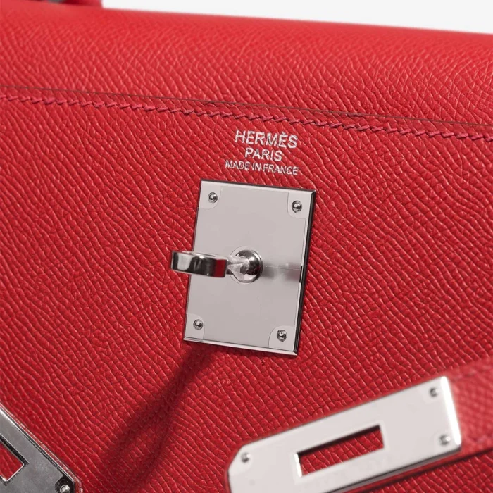 High-End Hermès Inspired Kelly 32 Epsom Rouge Casaque PHW - Direct Luxury Fashion - Image 6