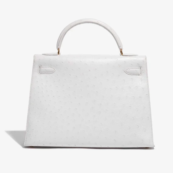High-End Hermès Inspired Kelly 32 Ostrich Blanc GHW - Direct Luxury Fashion - Image 2