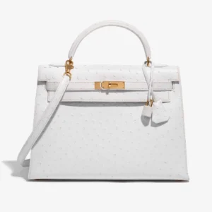 Hermès Replica Kelly 32 Ostrich Marron/Vert Anis GHW | DLF