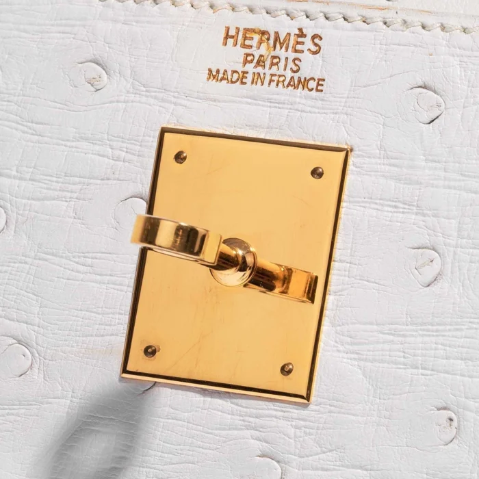 High-End Hermès Inspired Kelly 32 Ostrich Blanc GHW - Direct Luxury Fashion - Image 6