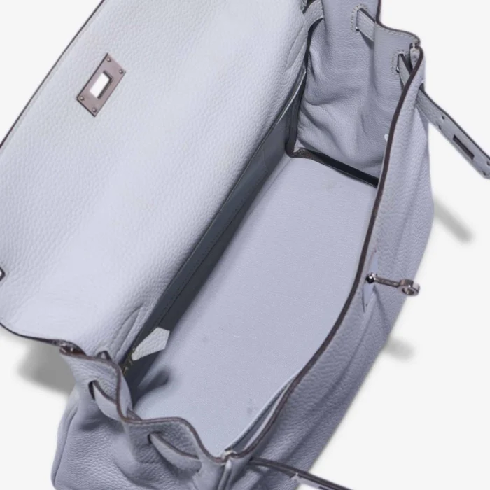 High-End Hermès Inspired Kelly 32 Taurillon Clemence Bleu Pale PHW - Direct Luxury Fashion - Image 4