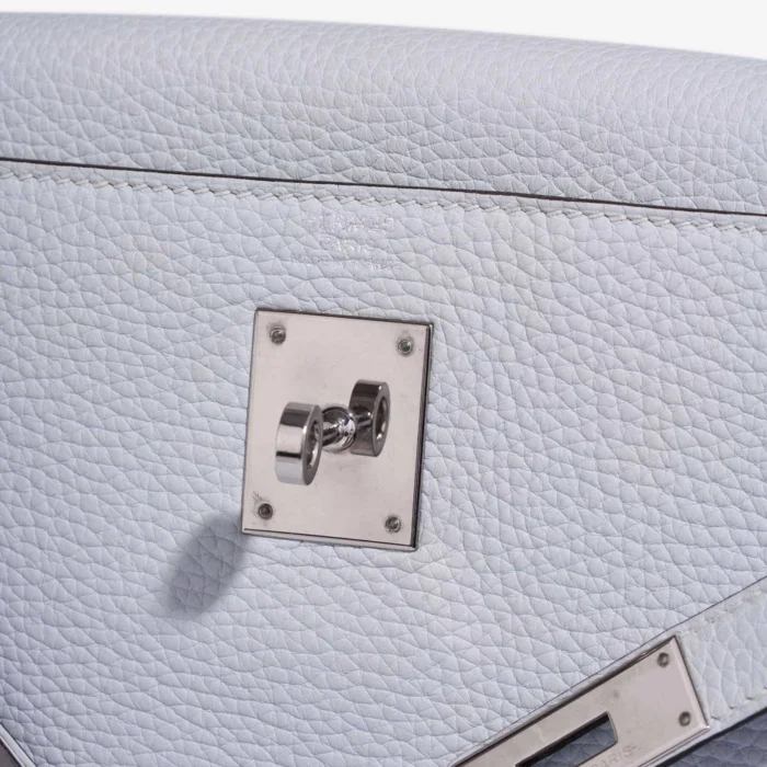 High-End Hermès Inspired Kelly 32 Taurillon Clemence Bleu Pale PHW - Direct Luxury Fashion - Image 5
