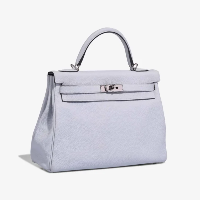 High-End Hermès Inspired Kelly 32 Taurillon Clemence Bleu Pale PHW - Direct Luxury Fashion - Image 3