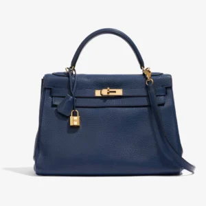 High-End Hermès Inspired Kelly 32 Togo Blue de Prusse GHW
