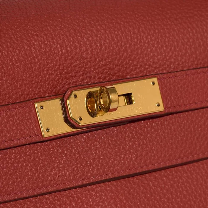 High-End Hermès Inspired Kelly 32 Togo Rouge de Coeur GHW - Direct Luxury Fashion - Image 3