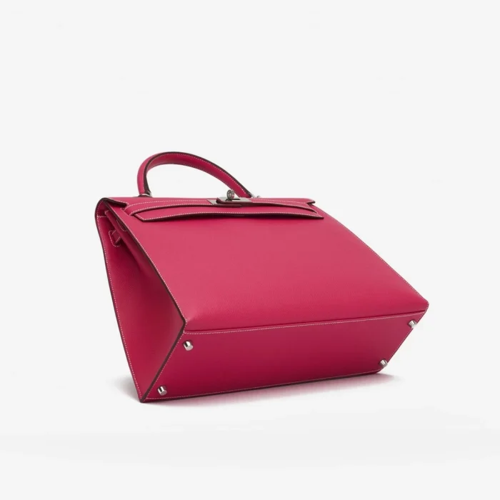 High-End Hermès Inspired Kelly 35 Epsom Rose Tyrien PHW - Direct Luxury Fashion - Image 3
