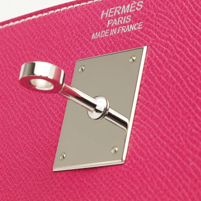 High-End Hermès Inspired Kelly 35 Epsom Rose Tyrien PHW - Direct Luxury Fashion - Image 6