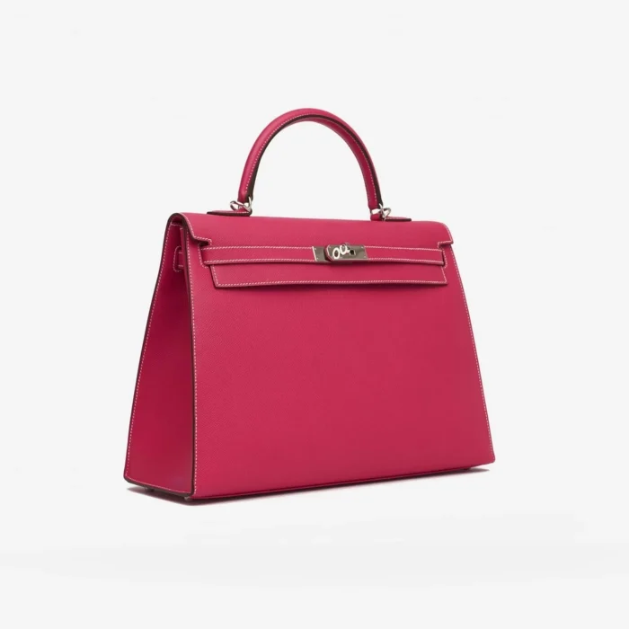 High-End Hermès Inspired Kelly 35 Epsom Rose Tyrien PHW - Direct Luxury Fashion - Image 4