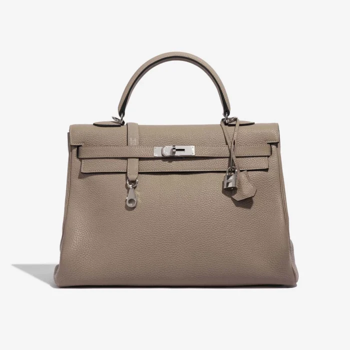 High-End Hermès Inspired Kelly 35 Togo Gris Tourterelle PHW